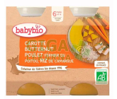 BABYBIO Mrkev s máslo.dýní kuřetem a rýží 2x200g
