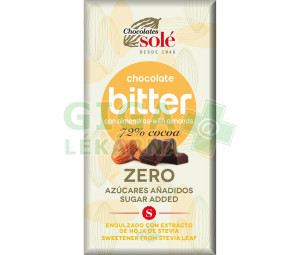 Čokoláda hořká s mandlemi a stévií bez cukru 100 g SOLÉ