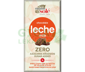 Čokoláda mléčná se stévií bez cukru 100 g SOLÉ