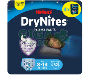 DryNites natahovací kalhotky na noc pro chlapce JUMBO box 8-13 let / 30-48kg / 4x13ks