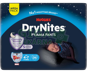 DryNites natahovací kalhotky na noc pro chlapce MEGA pack 4-7 let / 17-30kg / 26ks