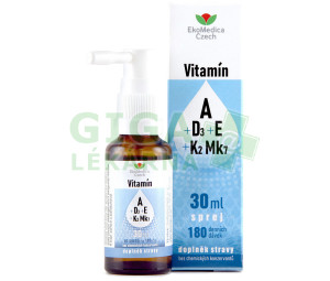 Vitamín A+D3+E+K2 Mk7 sprej 30ml EkoMedica